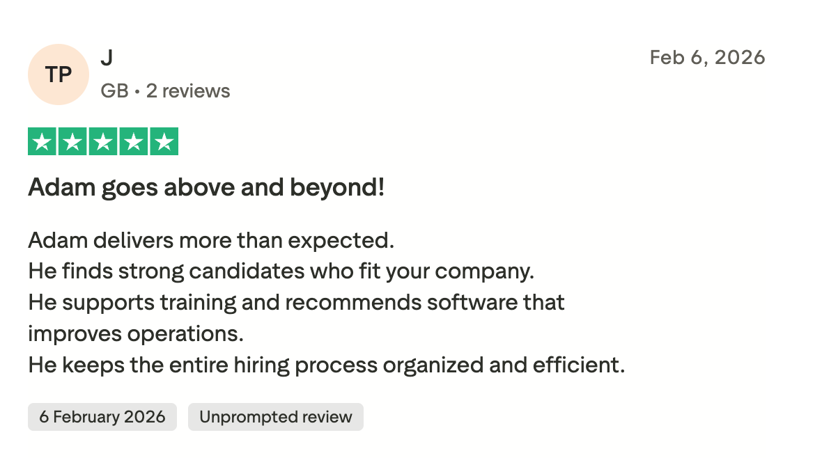 Five-star Trustpilot review for Sales Chief