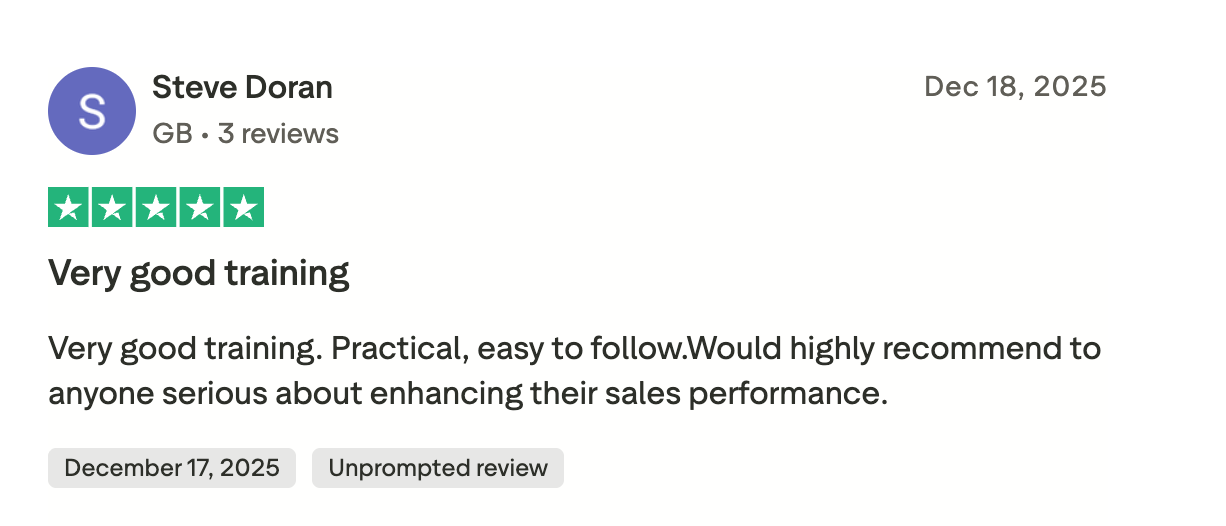 Five-star Trustpilot review for Sales Chief